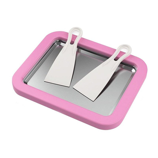 Mini Household Fried Yogurt Machine Children Homemade DIY Fried Ice Tray, Color: Aluminum Alloy Pink 22.5x17.5cm