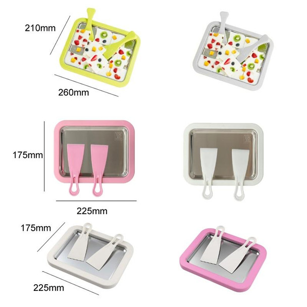 Mini Household Fried Yogurt Machine Children Homemade DIY Fried Ice Tray, Color: Stainless Steel White 22.5x17.5cm