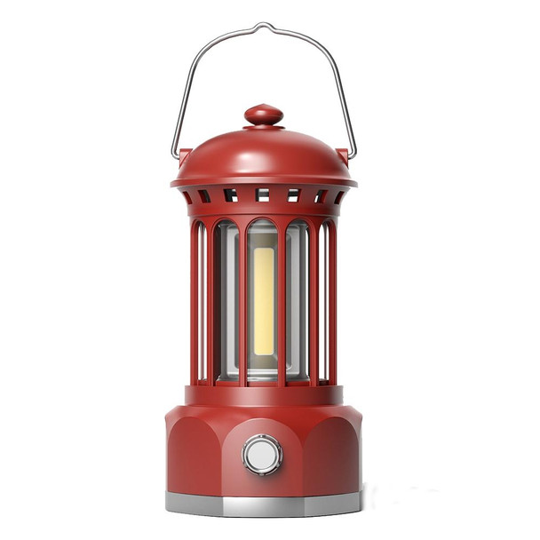 Battery Model COB Portable Outdoor Camping Lamp Atmosphere Tent Lamp Retro Lamp, Size: Large Red 