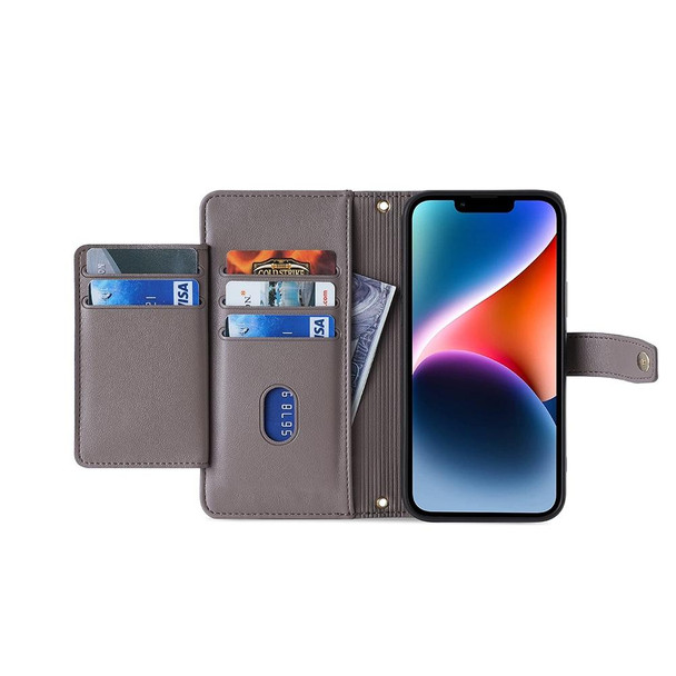 For OPPO Reno10 Pro+ 5G Lite Sheep Texture Cross-body Zipper Wallet Leatherette Phone Case(Grey)