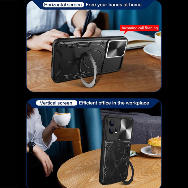 For Motorola Edge 30 Fusion / Moto S30 Pro CD Texture Sliding Camshield Magnetic Holder Phone Case(Blue)