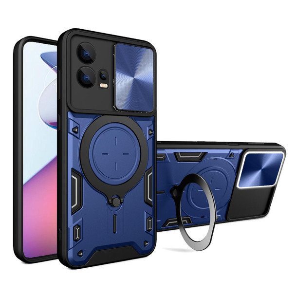 For Motorola Edge 30 Fusion / Moto S30 Pro CD Texture Sliding Camshield Magnetic Holder Phone Case(Blue)