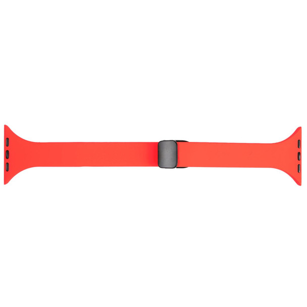 For Apple Watch 42mm Magnetic Buckle Slim Silicone Watch Band(Red)