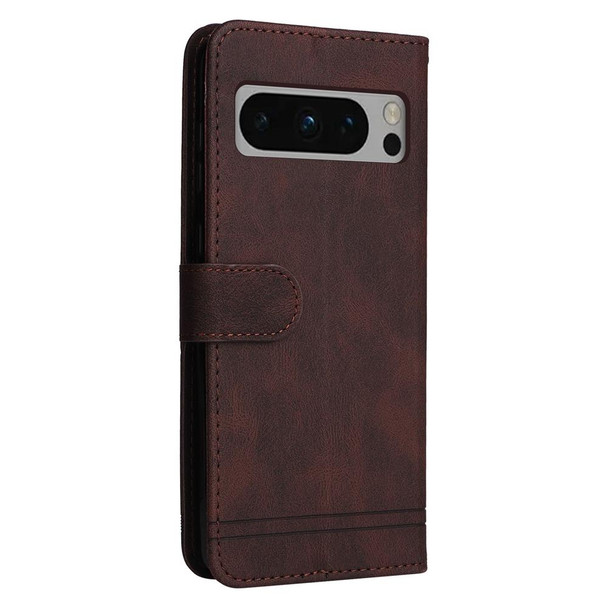 For Google Pixel 8 Pro Skin Feel Life Tree Metal Button Leatherette Phone Case(Brown)