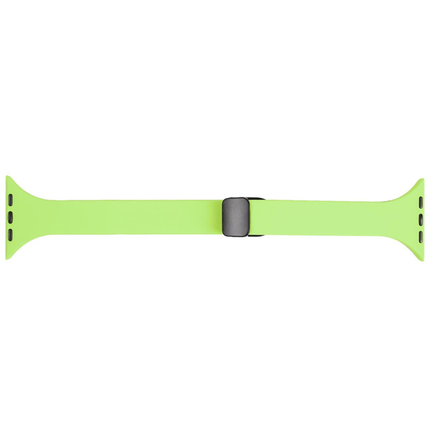 For Apple Watch 42mm Magnetic Buckle Slim Silicone Watch Band(Green)