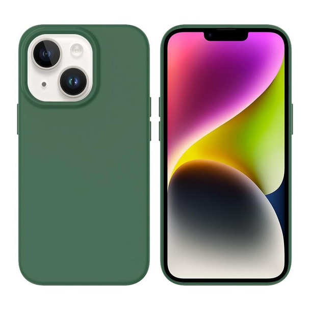 For iPhone 14 Plus Liquid Silicone MagSafe Phone Case(Dark Green)