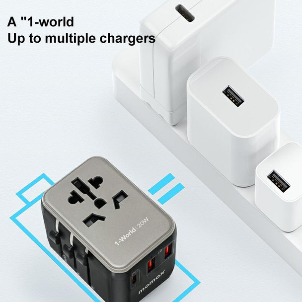 MOMAX UA11 1-World 20W PD Global Travel Fast Charger Power Adapter(Blue)