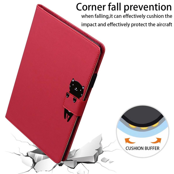 For Samsung Galaxy Tab A 10.5 T590 Cartoon Buckle Leatherette Tablet Case(Red)