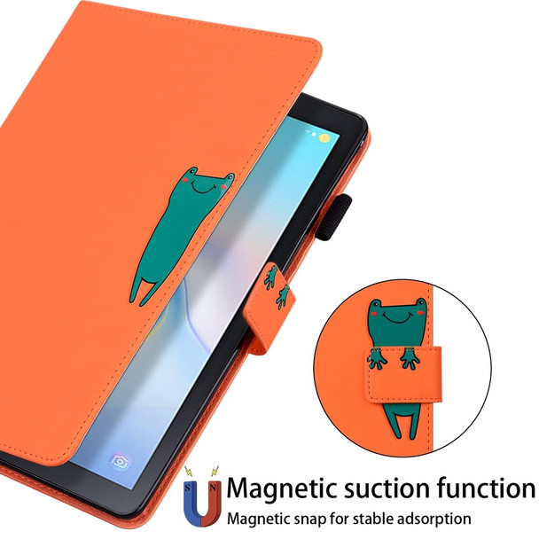 For Samsung Galaxy Tab A 10.5 T590 Cartoon Buckle Leatherette Tablet Case(Orange)