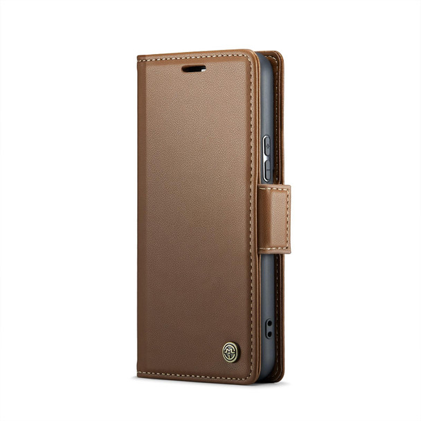 For Samsung Galaxy S21+ 5G CaseMe 023 Butterfly Buckle Litchi Texture RFID Anti-theft Leatherette Phone Case(Brown)