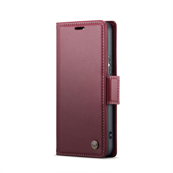 For Samsung Galaxy S21 5G CaseMe 023 Butterfly Buckle Litchi Texture RFID Anti-theft Leatherette Phone Case(Wine Red)