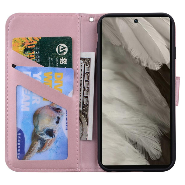 For Google Pixel 3a Cartoon Buckle Horizontal Flip Leatherette Phone Case(Pink)