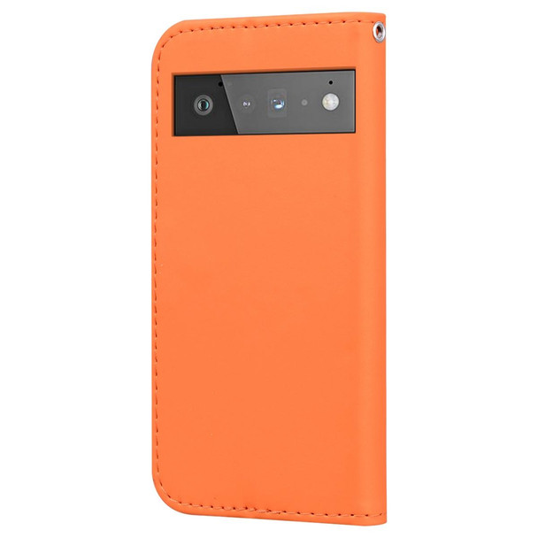 For Google Pixel 6 Pro Cartoon Buckle Horizontal Flip Leatherette Phone Case(Orange)