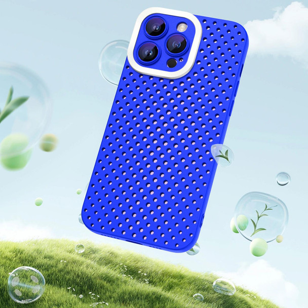 For iPhone 14 Plus Hollow Heat Dissipation TPU Phone Case(Blue)