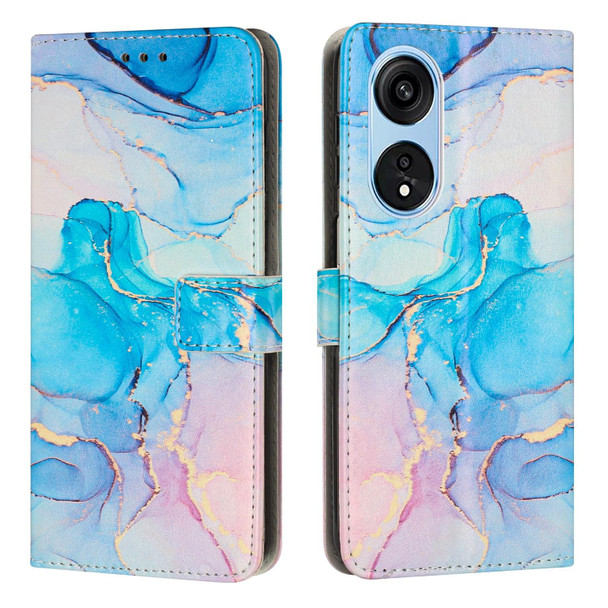 For OPPO A1 5G/A98/F23 5G Painted Marble Pattern Leatherette Phone Case(Pink Green)