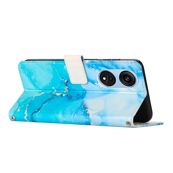 For OPPO A1 5G/A98/F23 5G Painted Marble Pattern Leatherette Phone Case(Blue Green)