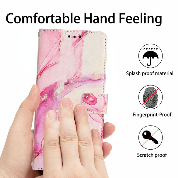 For OPPO A1 5G/A98/F23 5G Painted Marble Pattern Leatherette Phone Case(Rose Gold)