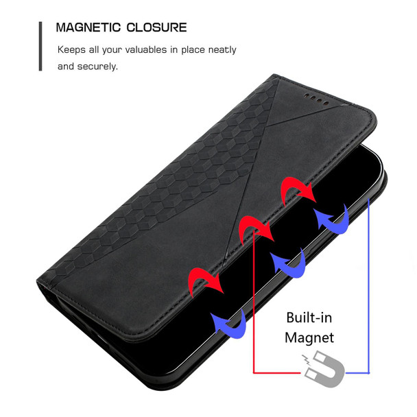 For OPPO A1 5G/A98/F23 5G Diamond Splicing Skin Feel Magnetic Leatherette Phone Case(Black)