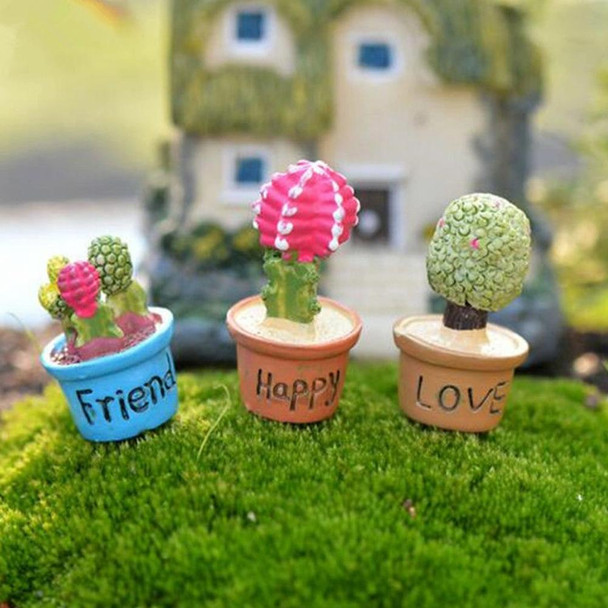 10 PCS Mini Cute Potted Artificial Plant Flower Miniature Doll House Decoration Accessories(Blue)