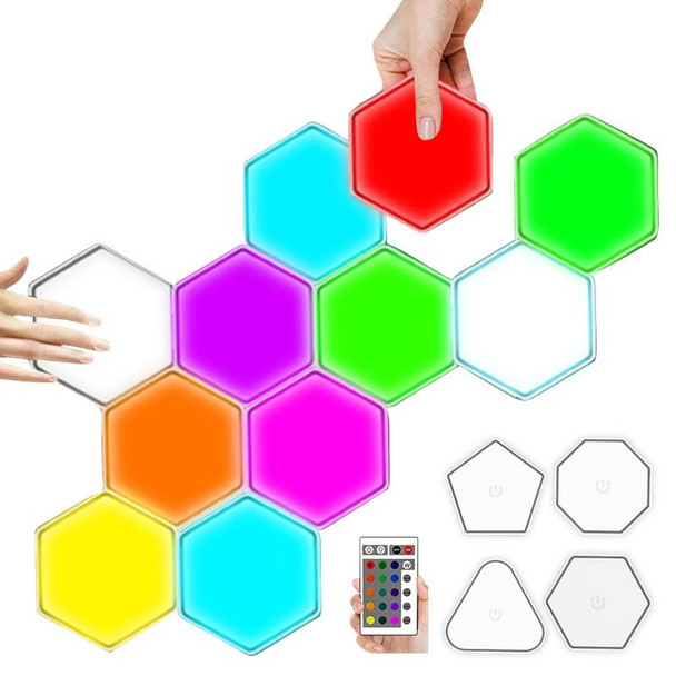 Remote Control Honeycomb Light LED Color Changing Colorful Wall Decoration Light, Shape: Triangular 3pack