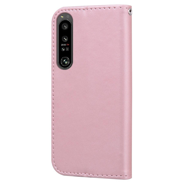 For Sony Xperia 1 IV Cartoon Buckle Horizontal Flip Leatherette Phone Case(Pink)