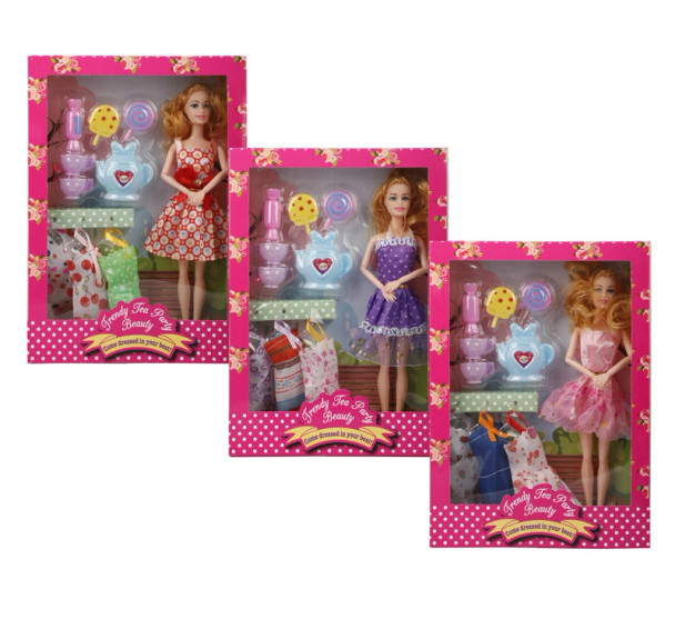 Fashion Doll With Dresses Tea Set