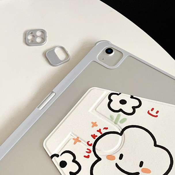 For iPad 10.2 2021 / 2020 / 10.5 3-Fold 360 Rotation Painted Leatherette Smart Tablet Case(Smile Flower)