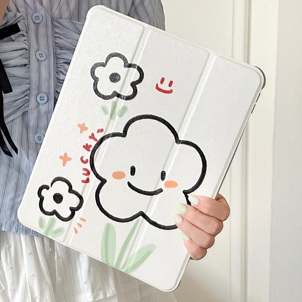 For iPad 10.2 2021 / 2020 / 10.5 3-Fold 360 Rotation Painted Leatherette Smart Tablet Case(Smile Flower)