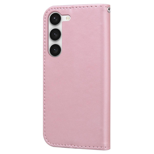 For Samsung Galaxy S22 5G Cartoon Buckle Horizontal Flip Leatherette Phone Case(Pink)