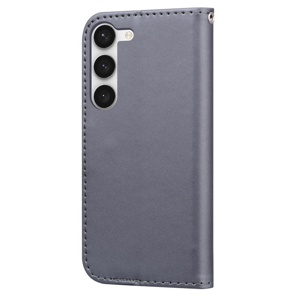 For Samsung Galaxy S21 5G Cartoon Buckle Horizontal Flip Leatherette Phone Case(Grey)