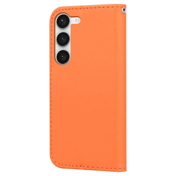 For Samsung Galaxy S21+ 5G Cartoon Buckle Horizontal Flip Leatherette Phone Case(Orange)