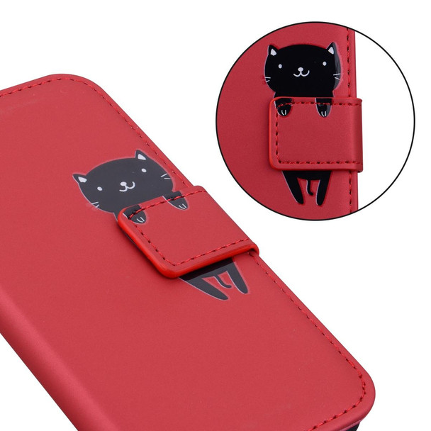 For Samsung Galaxy S21 5G Cartoon Buckle Horizontal Flip Leatherette Phone Case(Red)
