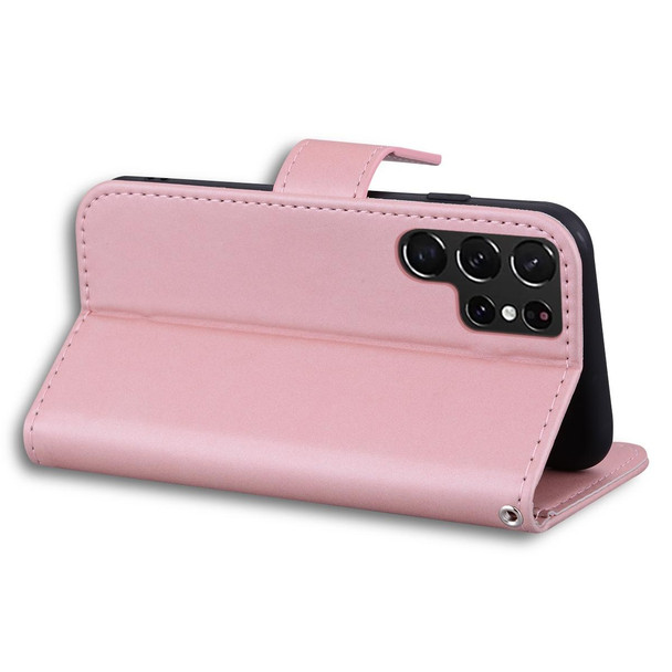 For Samsung Galaxy S21 FE 5G Cartoon Buckle Horizontal Flip Leatherette Phone Case(Pink)