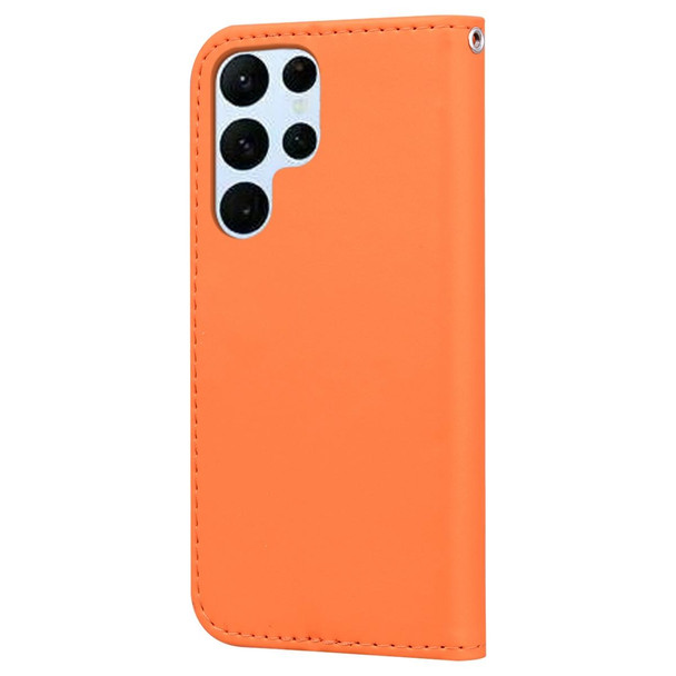 For Samsung Galaxy S21 Ultra 5G Cartoon Buckle Horizontal Flip Leatherette Phone Case(Orange)