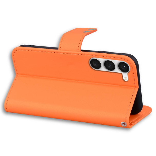 For Samsung Galaxy S21 5G Cartoon Buckle Horizontal Flip Leatherette Phone Case(Orange)