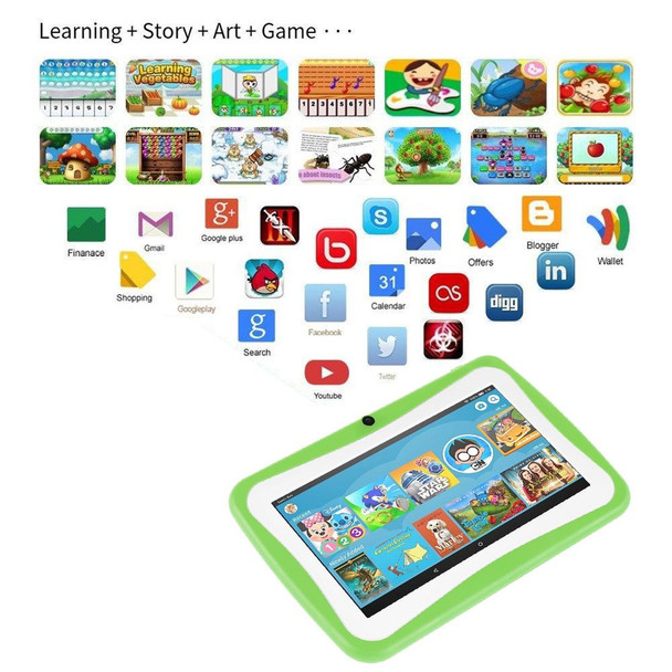 M755 Kids Education Tablet PC, 7.0 inch, 1GB+16GB, Android 5.1 Allwinner A33 Quad Core up to 1.3GHz, 360 Degree Menu Rotation, WiFi(Green)