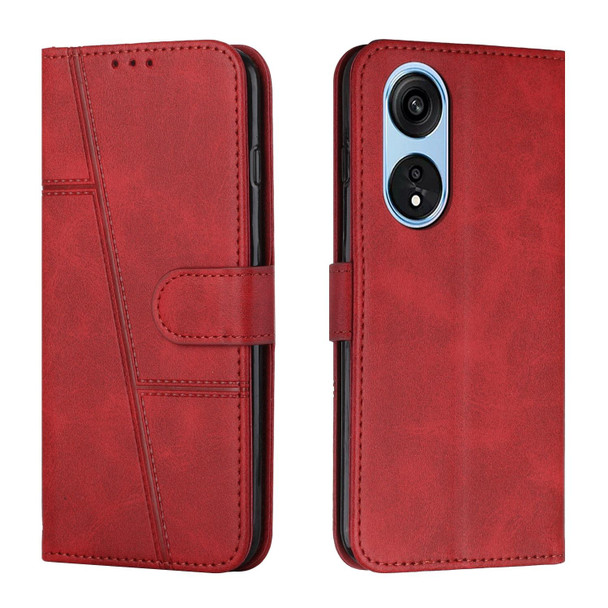 For OPPO A1 Pro/Reno8 T 5G Global Stitching Calf Texture Buckle Leatherette Phone Case(Red)