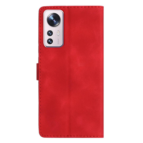 For Xiaomi 12 Pro Flower Butterfly Embossing Pattern Leather Phone Case(Red)