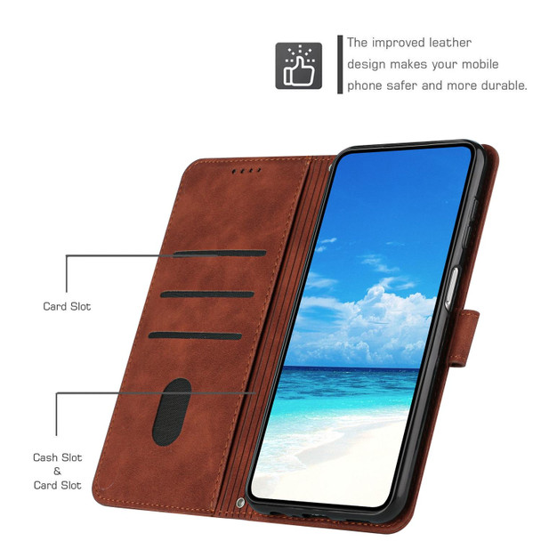 For OPPO A1 Pro/Reno8 T 5G Global Skin Feel Heart Pattern Leatherette Phone Case(Brown)