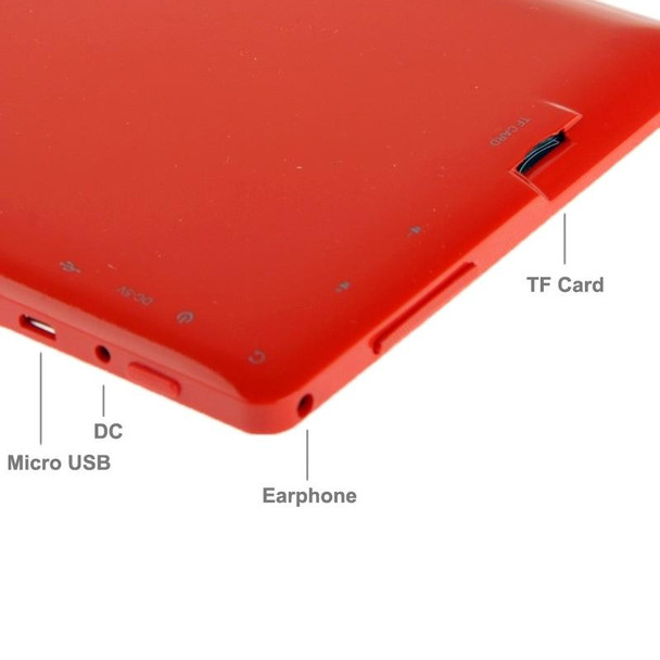 Tablet PC 7.0 inch, 1GB+16GB, Android 4.0, Allwinner A33 Quad Core 1.5GHz, WiFi, Bluetooth, OTG, G-sensor(Red)