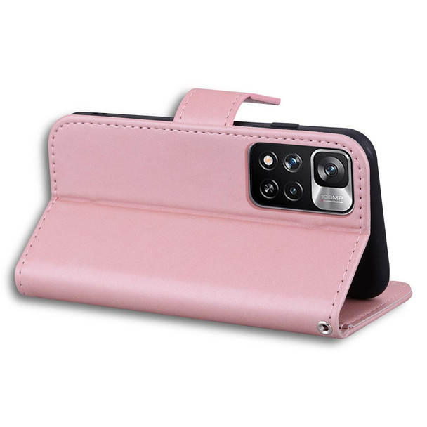 For Xiaomi Redmi Note 11 5G Cartoon Buckle Horizontal Flip Leather Phone Case(Pink)