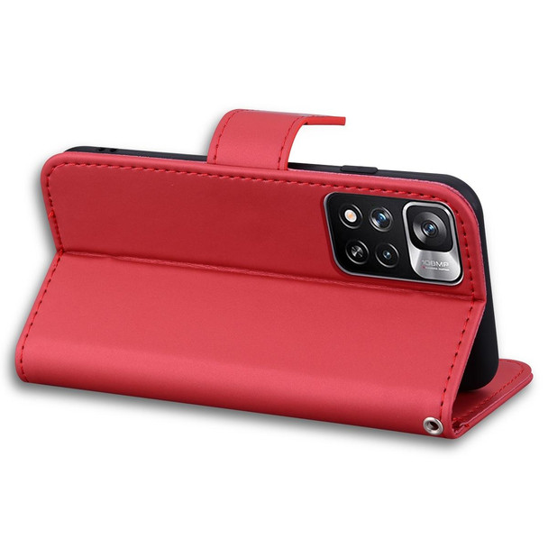 For Xiaomi Mi 11 Lite Cartoon Buckle Horizontal Flip Leather Phone Case(Red)