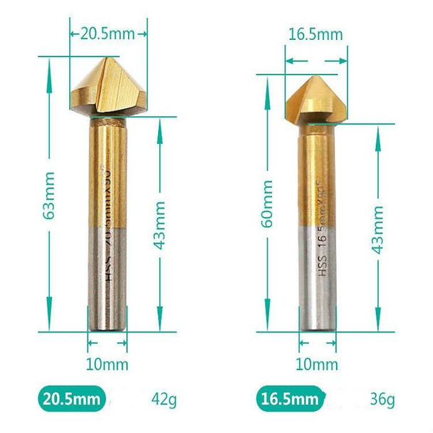 6 In 1 90 Degree Three-edge Chamfering Knife Woodworking Milling Cutter Chamfering Machine Hole Opener, Package:Iron Box(Titanium Plating)