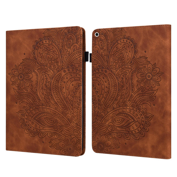 Peacock Embossed Pattern TPU + PU Leather Smart Tablet Case with Sleep / Wake-up - iPad 5 / 6 / 7 / 8 2017(Brown)