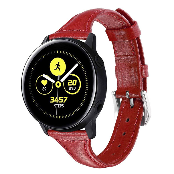 20mm T Slim Leatherette Watch Band for Samsung Galaxy Watch(Red)