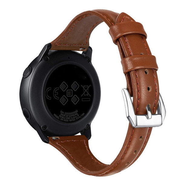 20mm T Slim Leatherette Watch Band for Samsung Galaxy Watch(Brown)