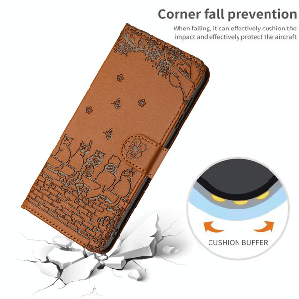 For Xiaomi Redmi Note 11 Pro 4G/5G Global Cat Embossing Pattern Leather Phone Case with Lanyard(Brown)