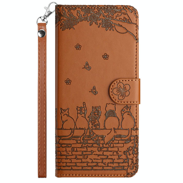 For Xiaomi Redmi Note 11 Pro 4G/5G Global Cat Embossing Pattern Leather Phone Case with Lanyard(Brown)