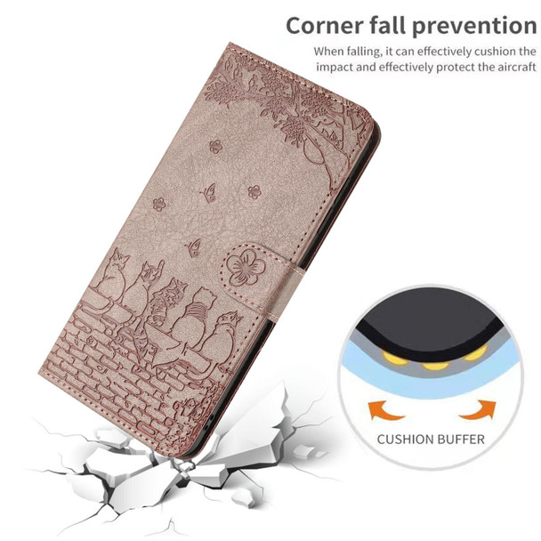 For Xiaomi Redmi Note 11 Pro 4G/5G Global Cat Embossing Pattern Leather Phone Case with Lanyard(Grey)