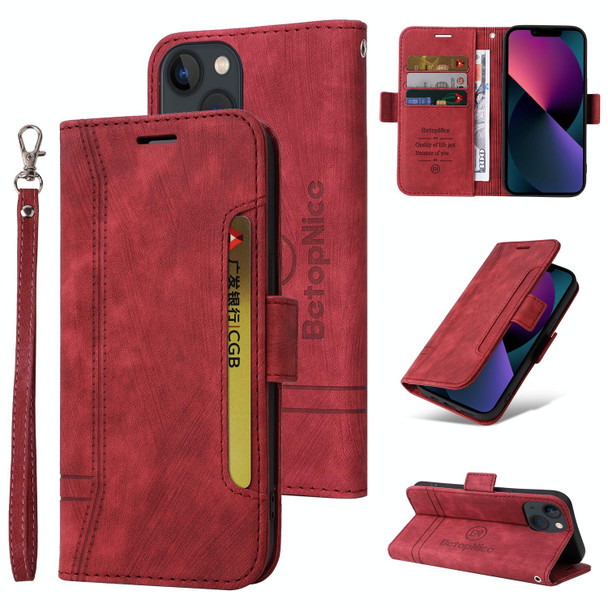 For iPhone 15 BETOPNICE Dual-side Buckle Leatherette Phone Case(Red)